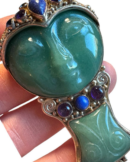 Sajen sterling silver 925 multi gemstone GODDESS large pendant brooch