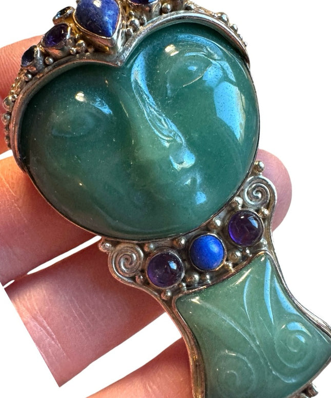 Sajen sterling silver 925 multi gemstone GODDESS large pendant brooch