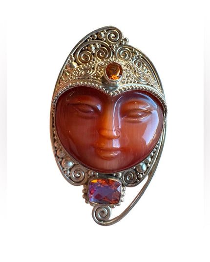 Sajen sterling silver 925 multi gemstone large GODDESS pendant brooch