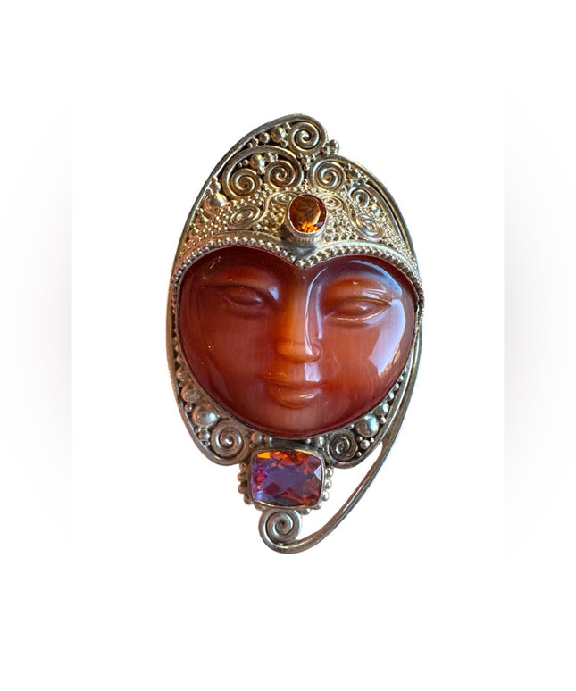 Sajen sterling silver 925 multi gemstone large GODDESS pendant brooch