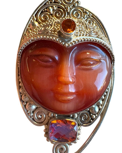 Sajen sterling silver 925 multi gemstone large GODDESS pendant brooch
