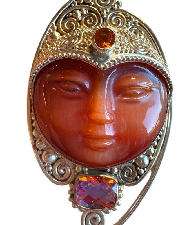 Sajen sterling silver 925 multi gemstone large GODDESS pendant brooch