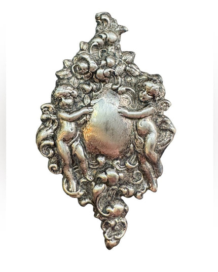 Antique revival angel art nouveau fancy decorated engraveable brooch