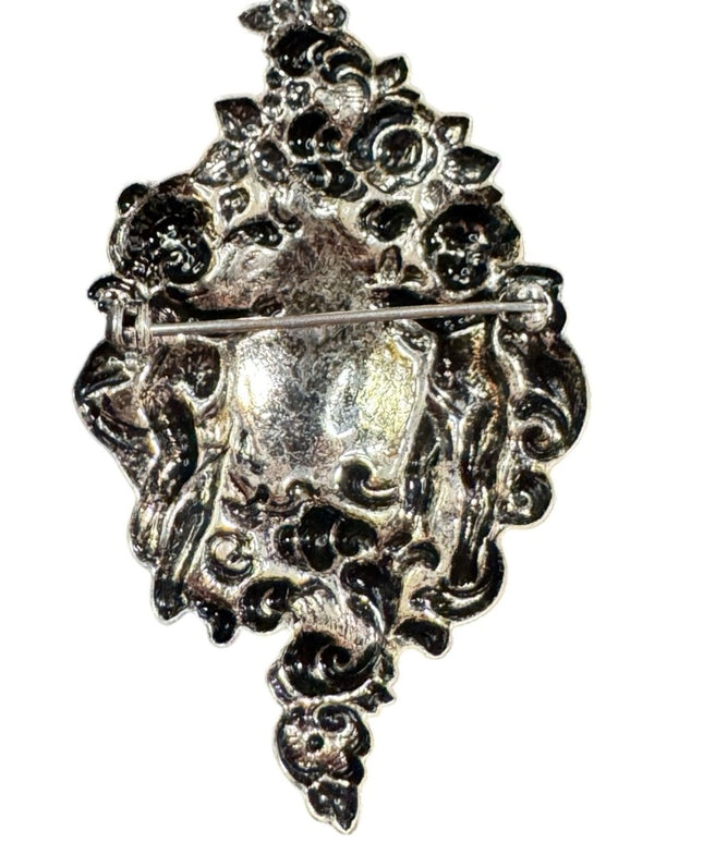 Antique revival angel art nouveau fancy decorated engraveable brooch
