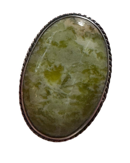 Antique Celtic Sterling Silver Irish Connemara Marble Brooch