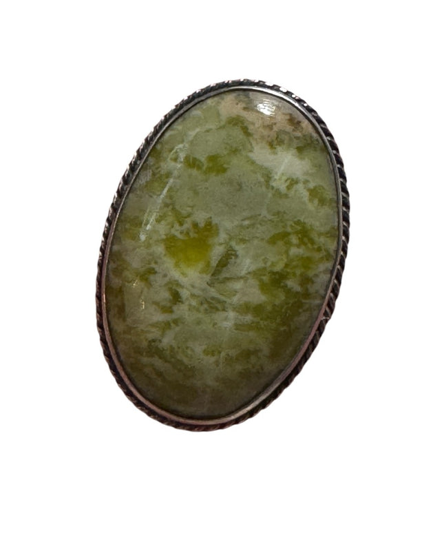 Antique Celtic Sterling Silver Irish Connemara Marble Brooch
