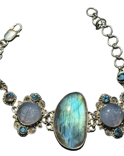 Sajen sterling 925 large labradorite moon stone Goddess BALI bracelet