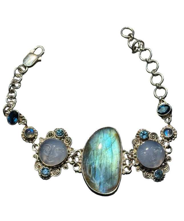 Sajen sterling 925 large labradorite moon stone Goddess BALI bracelet