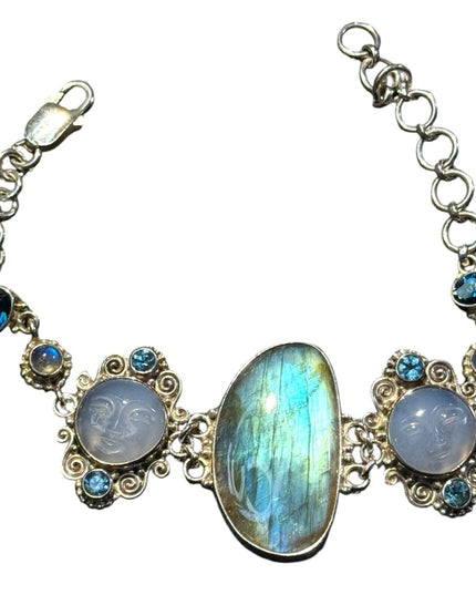 Sajen sterling 925 large labradorite moon stone Goddess BALI bracelet