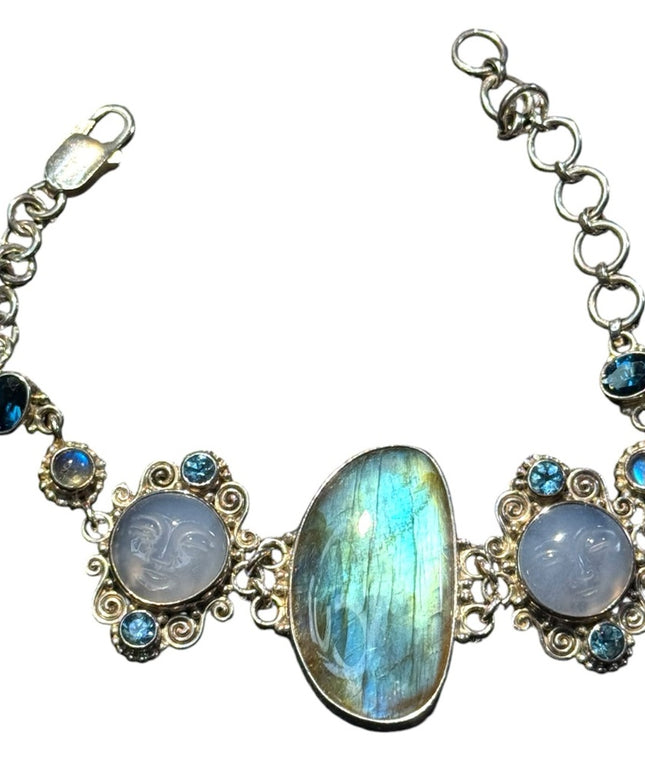 Sajen sterling 925 large labradorite moon stone Goddess BALI bracelet