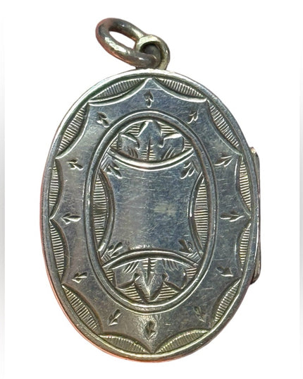 Antique pendant locket etched late 1800s sterling silver 925 hair photo engrave?