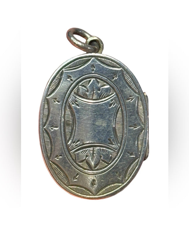 Antique pendant locket etched late 1800s sterling silver 925 hair photo engrave?
