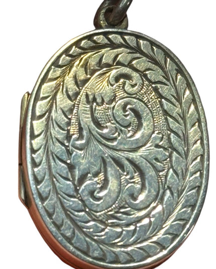 Antique pendant locket etched late 1800s sterling silver 925 hair photo engrave?