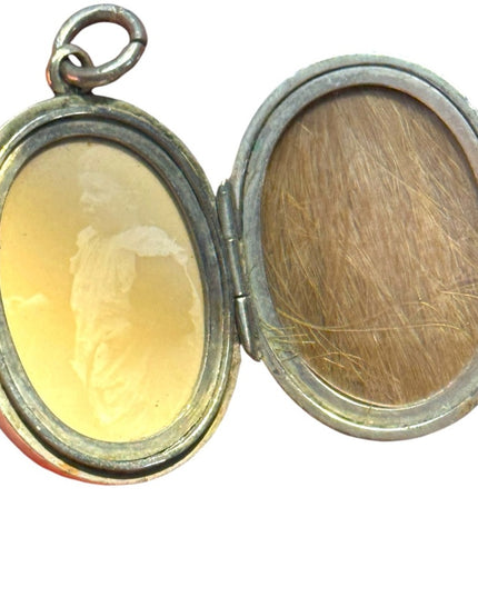 Antique pendant locket etched late 1800s sterling silver 925 hair photo engrave?