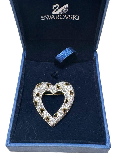SIGNED SWAROVSKI PAVE' CRYSTAL HEART PIN~BROOCH NEW RETIRED RARE Swan