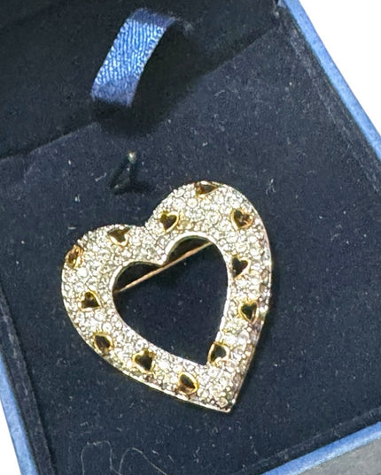 SIGNED SWAROVSKI PAVE' CRYSTAL HEART PIN~BROOCH NEW RETIRED RARE Swan