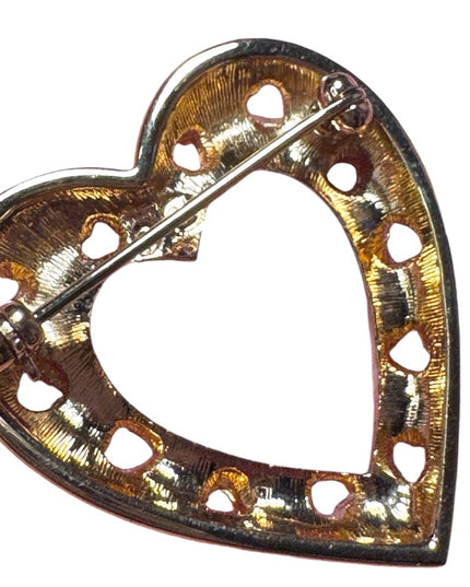 SIGNED SWAROVSKI PAVE' CRYSTAL HEART PIN~BROOCH NEW RETIRED RARE Swan