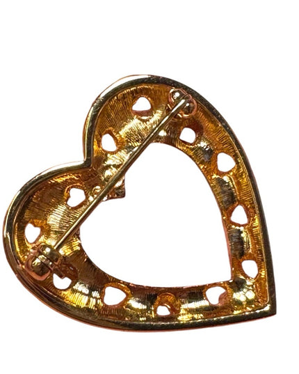 SIGNED SWAROVSKI PAVE' CRYSTAL HEART PIN~BROOCH NEW RETIRED RARE Swan