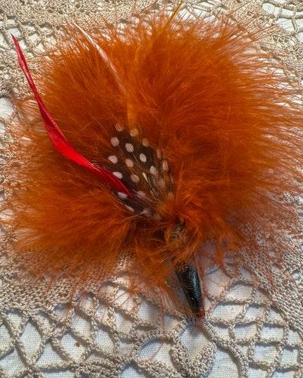 Lovely vintage orange feather handmade scottish celtic kilt pin brooch