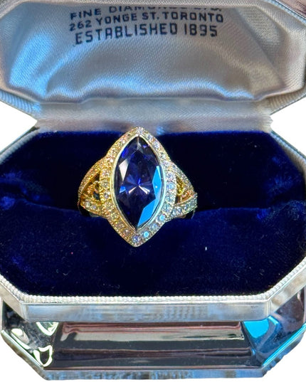 Stunning amethyst 18k gold plate sterling silver fancy dinner ring