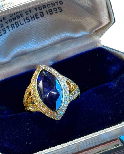 Stunning amethyst 18k gold plate sterling silver fancy dinner ring