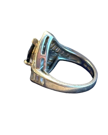 Stunning authentic sapphire CZ sterling silver 925  dinner ring