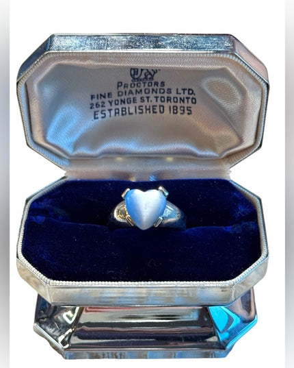 Vintage blue stone MOP  heart sterling siver  ring 925