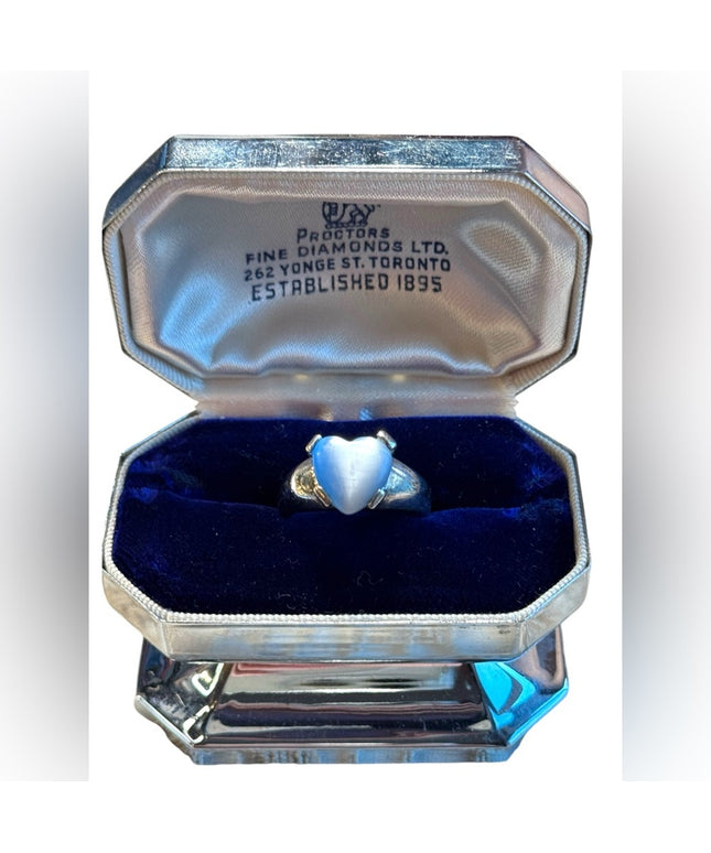 Vintage blue stone MOP  heart sterling siver  ring 925