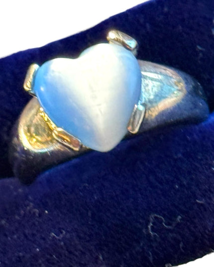 Vintage blue stone MOP  heart sterling siver  ring 925