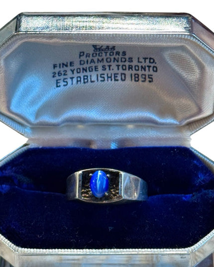 Mens cats eye sim star sapphire sterling silver 925 ring