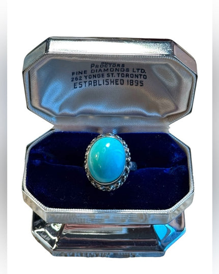 Vintage chunky sterling silver 925 large turquoise ring handmade statement ring