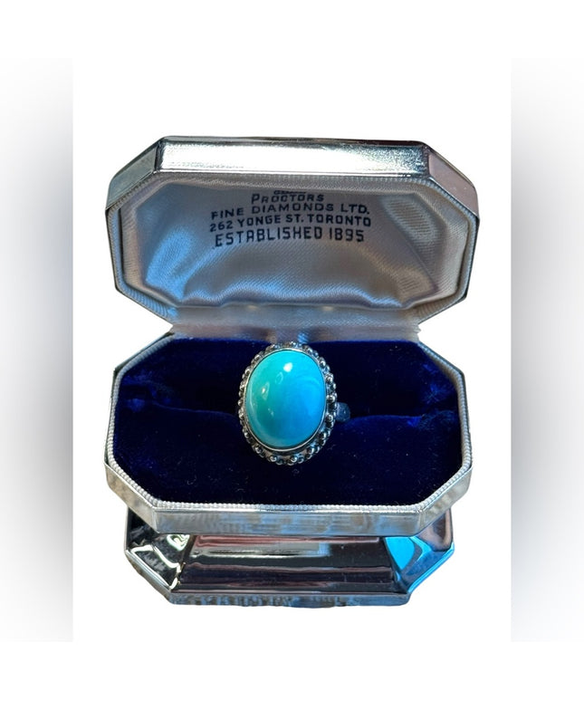 Vintage chunky sterling silver 925 large turquoise ring handmade statement ring
