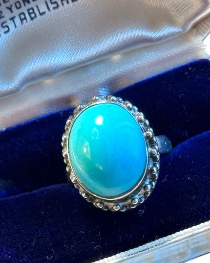 Vintage chunky sterling silver 925 large turquoise ring handmade statement ring