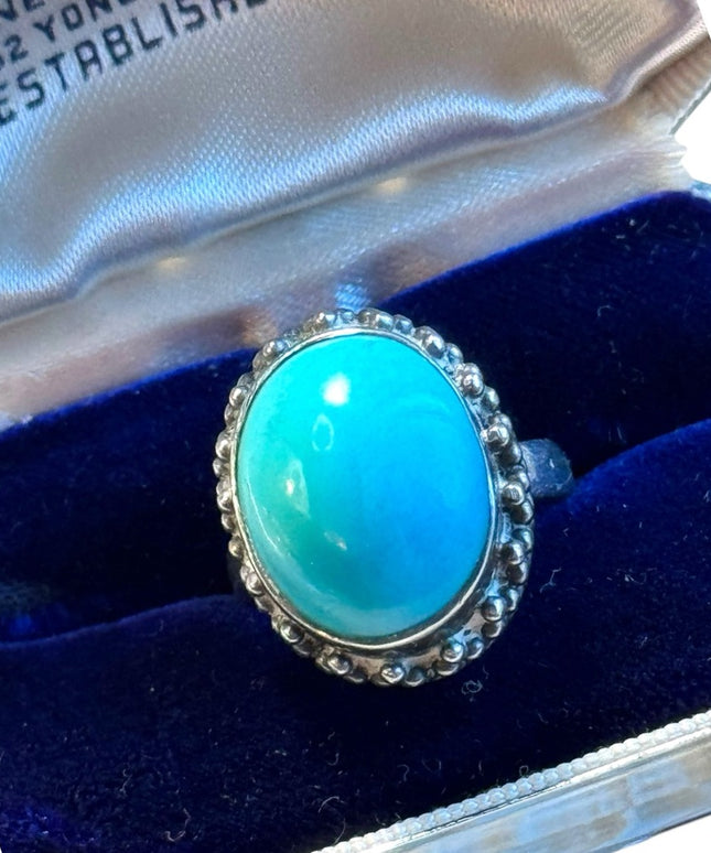 Vintage chunky sterling silver 925 large turquoise ring handmade statement ring