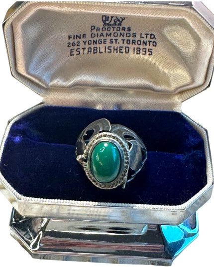 Vintage Mexico agate handmade Taxco poison ring adjustable