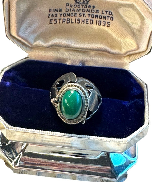 Vintage Mexico agate handmade Taxco poison ring adjustable