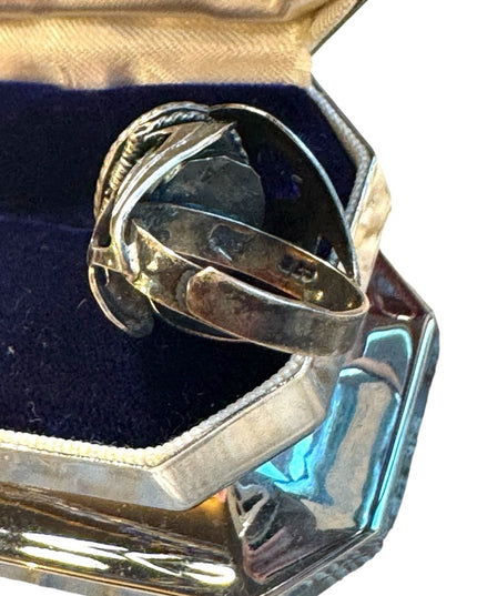 Vintage Mexico agate handmade Taxco poison ring adjustable