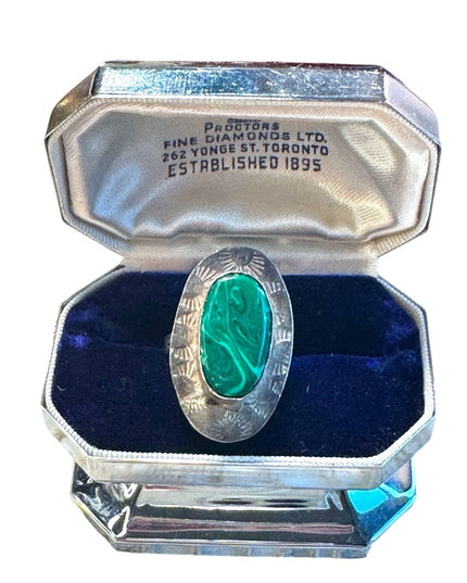 Vintage sterling silver Mexico 925 malachite handmade ring