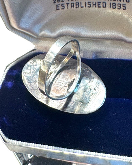 Vintage sterling silver Mexico 925 malachite handmade ring