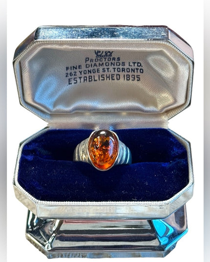 Vintage sterling silver southwestern style amber ring 925