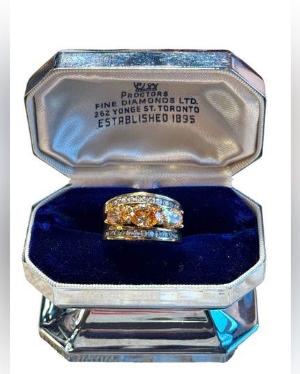 Sterling silver gold plated topaz CZ 925 stacker solo ring