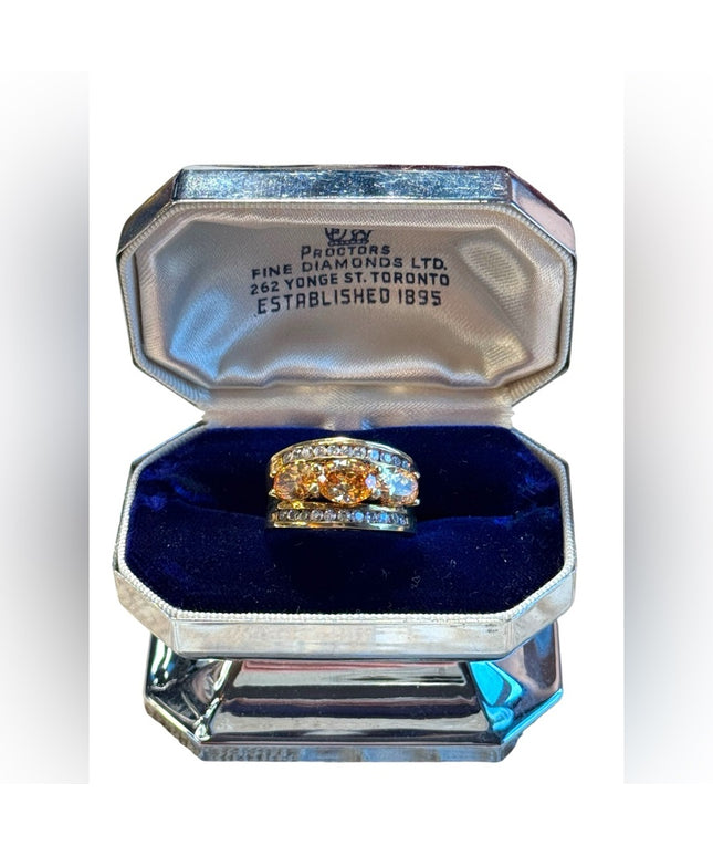 Sterling silver gold plated topaz CZ 925 stacker solo ring