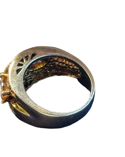 Sterling silver gold plated topaz CZ 925 stacker solo ring