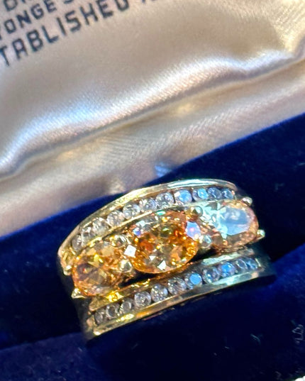 Sterling silver gold plated topaz CZ 925 stacker solo ring