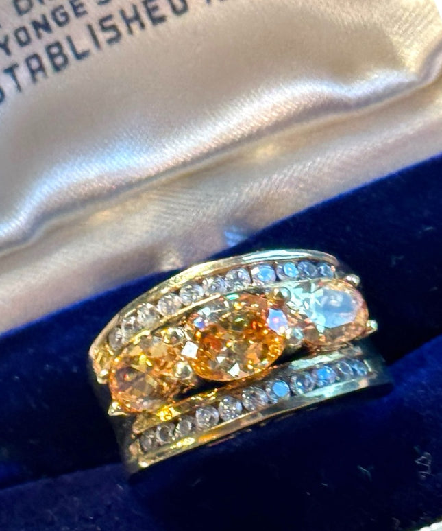 Sterling silver gold plated topaz CZ 925 stacker solo ring