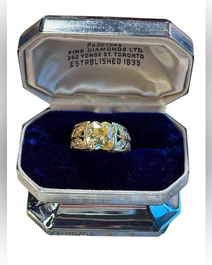 Sterling silver gold plated 925 yellow CZ fancy dinner ring