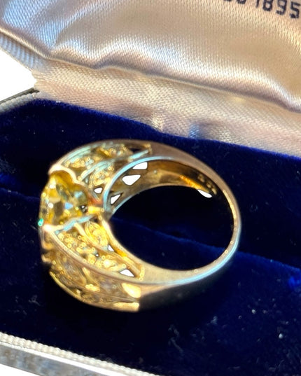Sterling silver gold plated 925 yellow CZ fancy dinner ring