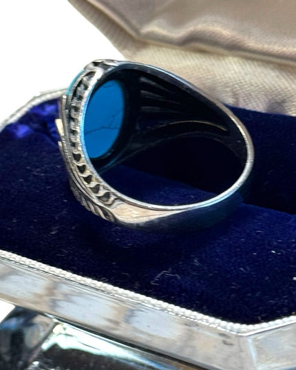 Mens sterling silver 925 turquoise claw design ring