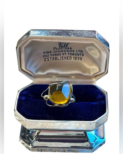 Vintage sterling silver Peru amber ring 925 handmade