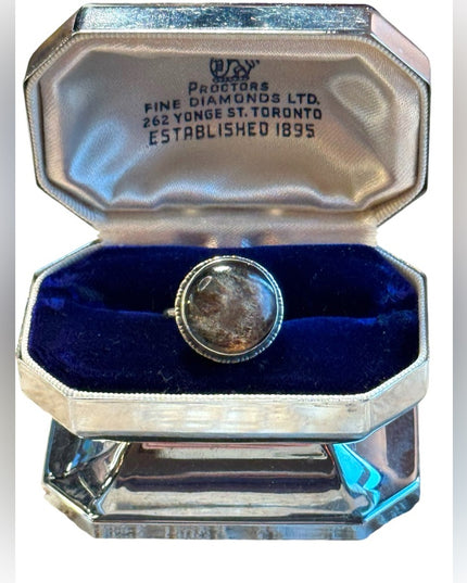 Antique Made in England sterling silver 925 round stone ring